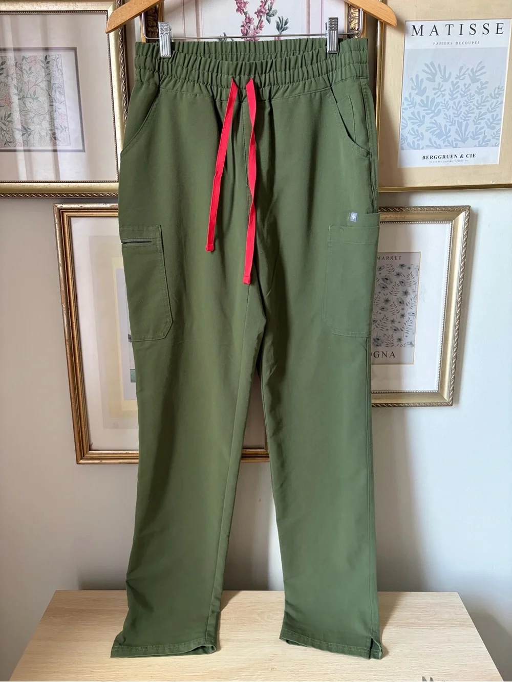 Figs High Waisted Yola Skinny Scrub Pant in Olive Green Small Tall